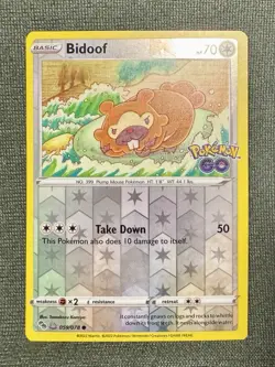 Pokemon TCG Bidoof Peelable Hidden Ditto Card #059/078 Pokemon Go Reverse Holo - Image 1