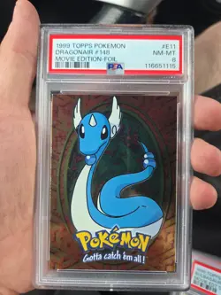 1999 TOPPS Pokemon Movie Edition DRAGONAIR Rainbow Foil E11 Rainbow Foil PSA 8 - Image 1