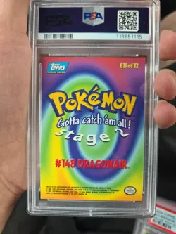 1999 TOPPS Pokemon Movie Edition DRAGONAIR Rainbow Foil E11 Rainbow Foil PSA 8 - Image 2