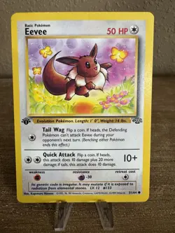 1st Edition Eevee 51/64 Jungle Pokemon TCG Wizards of the Coast - Image 1