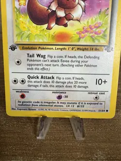 1st Edition Eevee 51/64 Jungle Pokemon TCG Wizards of the Coast - Image 2