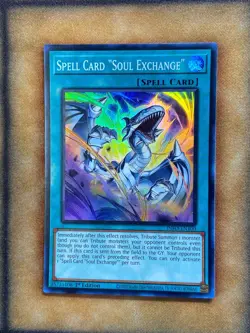 Yugioh Spell Card "Soul Exchange" INFO-EN100 Super Rare 1st Ed NM - Image 1
