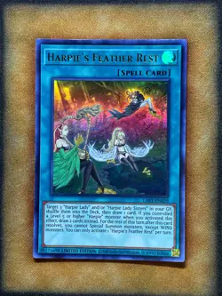 Yugioh Harpie's Feather Rest LART-EN029 Ultra Rare Lost Art Promo NM - Image 1
