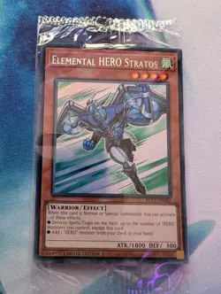 YuGiOh! Elemental HERO Stratos BLC1-EN003 SEALED Secret Rare - Image 1