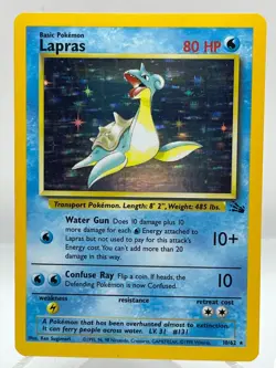 Lapras 10/62 Fossil Unlimited Holo Rare WotC 1999 Vintage Pokemon TCG Card - Image 1