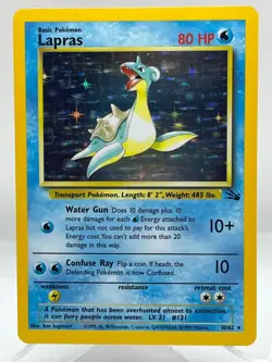 Lapras 10/62 Fossil Unlimited Holo Rare WotC 1999 Vintage Pokemon TCG Card - Image 2