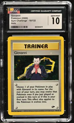 CGC 10 GEM MINT Giovanni 2000 Gym Challenge 18/132 Holo Pokemon Card psa - Image 1