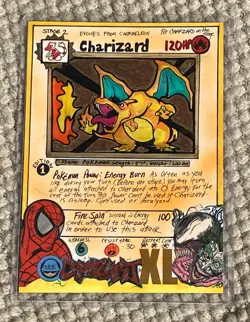 Charizard Base Set Pokemon Card 7 X 5 Inch Custom Sketch Card By Crumz SIGNED - Image 1