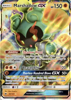 Marshadow GX 80/147 SM - Burning Shadows Holo Ultra Rare Pokemon Card NM - Image 1