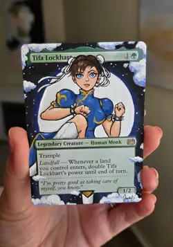 MTG Altered Art Acrylic Hand Painted - Tifa Lockhart: Chun Li Street Fighter - Image 1