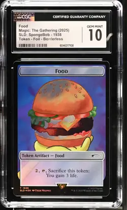FOOD TOKEN Secret Lair Foil Spongebob Krabby Patty CGC 10 MTG [Nostalgium] - Image 1