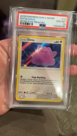Pokemon TCG Ditto Detective Pikachu Holo Rare Card 17/18 PSA 10 - Image 3