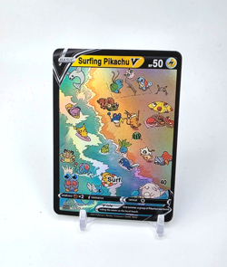 Custom HOLO Pikachu Card Surfing Pikachu Card READ DESCRIPTION BELOW - Image 1