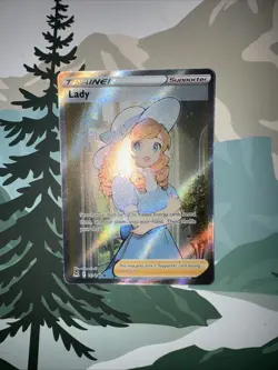 Lady 193/196 Pokemon Card SWSH Lost Origin Full Art Trainer Holo Ultra Rare NM - Image 2