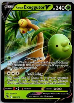 Alolan Exeggutor V Ultra Rare Pokemon GO 005/078 NM - Image 1