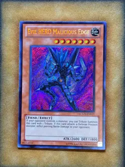 Yugioh Evil HERO Malicious Edge LCGX-EN029 Secret Rare LP - Image 1