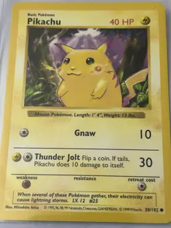 Pikachu Red Cheeks Shadowless #58 Base Set Pokemon Card NM/LP - Image 1