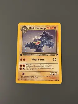 Pokemon TCG 2000 Team Rocket: Dark Machamp 10/82 1st Edition Rare Holo Card LP - Image 1