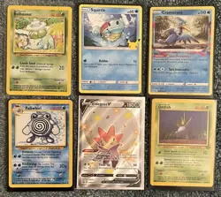 Pokemon Lot of 6 Cards Squirtle Bulbasaur Poliwhirl Never Played A04 - Image 1