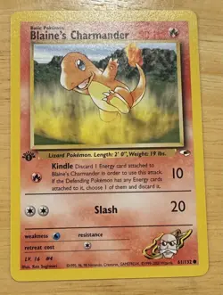 Pokemon Card - Gym Heroes 61/132 - BLAINE'S CHARMANDER (common) *1st Edition* NM - Image 1