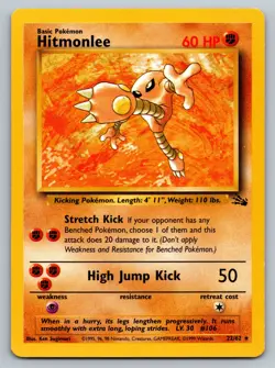 Hitmonlee 22/62 Fossil *Unlimited* *Rare* Pokemon Card TCG Non Holo LP Vintage - Image 1