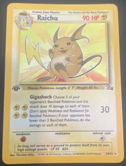 MINT - NM ~ Raichu 1st Edition Holo Rare Fossil 14/62 Pokemon TCG Card⚡⚡⚡⚡⚡ - Image 1
