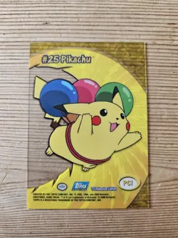 #25 Pikachu Pokemon Card - Topps TV Series 2 - PC1 - Clear Plastic Chase Card - Image 2