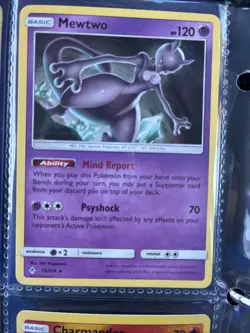 Pokemon TCG Unbroken Bonds Mewtwo Card 75/214 Regular Rare, Near Mint Condition - Image 1