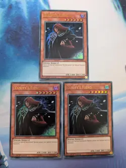 YuGiOh! Vanity's Fiend DUDE-EN034 Ultra Rare x 3 PLAYSET 1st Ed - Image 1
