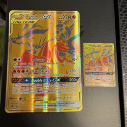Charizard Reshiram GX Gold Holo Promo SM247 + Jumbo Pokemon Cards TCG Ships ASAP - Image 1