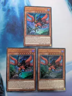 YuGiOh! Danger! Thunderbird! GFTP-EN090 Ultra Rare x 3 PLAYSET 1st Ed - Image 1