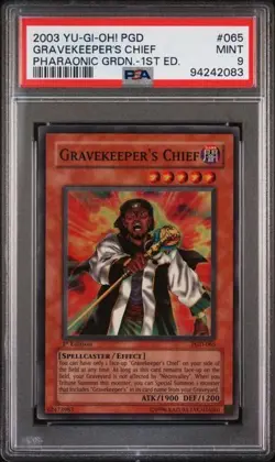 YuGiOh Gravekeeper's Chief 1st Edition PGD-065 Graded PSA 9 MINT Super Rare - Image 1