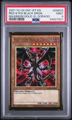 Yugioh PSA 9 Mint 2021 Red-Eyes Black Dragon MGED-EN003 1st Premium Gold Rare - Image 1