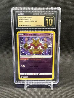CGC PRISTINE 10 GEM MINT Radiant Alakazam 059/195 Silver Tempest Pokemon Card - Image 1