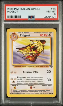 2000 Pokemon ITALIAN Unlimited Jungle Pidgeot Non Holo 24/64 PSA 8 NM-MT - Image 1