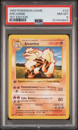 1999 POKEMON BASE SET 1ST EDITION #23 ARCANINE PSA 8 - Image 1