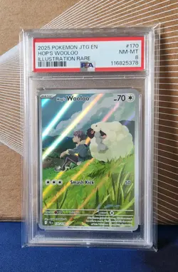 Pokemon 2025 JTG Illustration Rare Card #170 Hop's Wooloo PSA 8 - Image 1