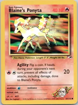 BLAINE’S PONYTA - Gym Heroes Set - 63/132 - Common - Pokemon Card - Image 1