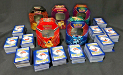 1,500+ Pokemon Card Lot w Holo Cards. Also Comes w 5 Pokemon Tins (Tins Only). - Image 1