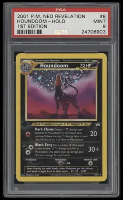 2001 POKEMON NEO REVELATION 1ST EDITION #8 HOUNDOOM-HOLO PSA 9 - Image 1
