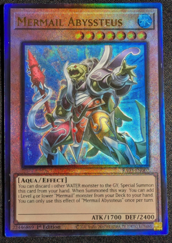 Yugioh - Mermail Abyssteus RA03-EN007 1st Edition Ultimate Rare NM - Image 1