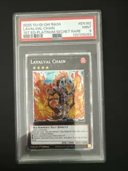 Lavalval Chain Platinum Secret Rare 1st Edition RA04-EN162 Yugioh PSA 9 MINT - Image 1