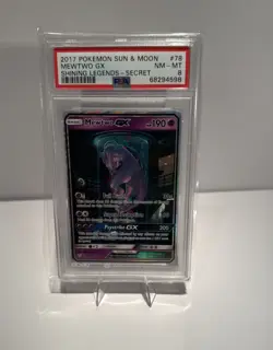 Pokemon Mewtwo GX Secret Rare Card 78/73 PSA 8 Mint Shining Legends English - Image 2