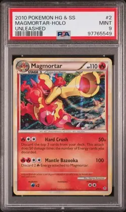 PSA 9 MINT Magmortar 2/95 Holo HGSS Unleashed 2010 Pokemon Card - Image 1