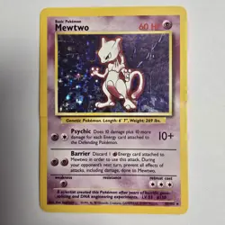 Pokemon TCG Mewtwo Holo Card 10/102 Base Set Unlimited - Image 1