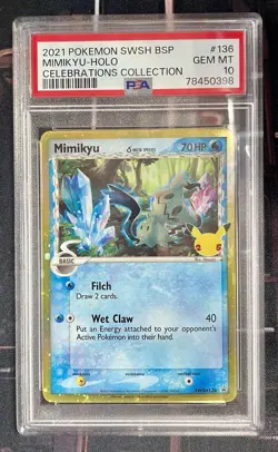 PSA 10 Mimikyu SWSH136 Delta Species Celebrations Promo Black Star Pokemon Card - Image 1