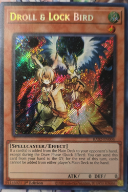 Yugioh Droll & Lock Bird Quarter Century Secret Rare RA02 1st Edition Holo - Image 1