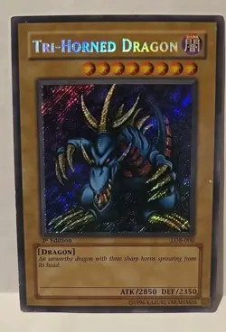 YUGIOH TRI HORNED DRAGON SECRET LOB-000 1ST EDITION PLAYED - Image 4