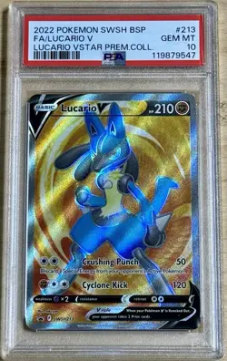 PSA 10 GEM 💎 MINT Lucario V Full Art Black Star Promo SWSH213 Pokemon Card TCG - Image 1