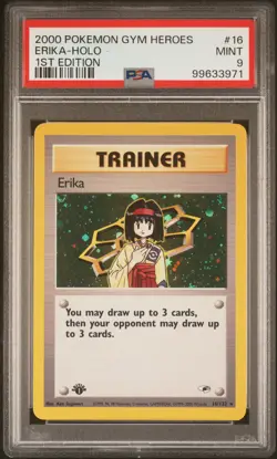 2000 POKEMON GYM HEROES 1ST ED #16 ERIKA-HOLO PSA 9 - Image 1